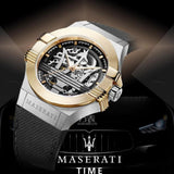 Maserati Potenza Automatic Skeleton Dial Black Leather Strap Watch For Men - R8821108011 Authentic Buy Shop Now