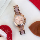 Michael Kors Bradshaw Rose Gold Dial Two Tone Steel Strap Watch for Women - MK6066 Authentic Buy Shop Now