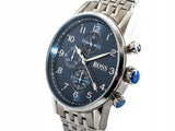 Hugo Boss Navigator Chronograph Blue Dial Silver Steel Strap Watch for Men - 1513498 Authentic Buy Shop Now