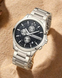Armani Exchange Hampton Chronograph Black Dial Silver Steel Strap Watch For Men - AX2152 Authentic Buy Shop Now