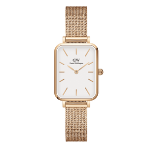 Daniel Wellington Quadro Melrose White Dial Gold Mesh Strap Watch For Women - DW00100431 Authentic Buy Shop Now