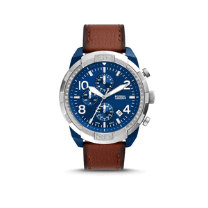 Fossil Bronson Chronograph Luggage Blue Dial Brown Leather Strap Watch for Men - FS5829 Authentic Buy Shop Now