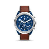 Fossil Bronson Chronograph Luggage Blue Dial Brown Leather Strap Watch for Men - FS5829 Authentic Buy Shop Now