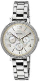 Fossil Jacqueline Multi-Function Mother of Pearl Dial Silver Steel Strap Watch for Women - ES3755 Authentic Buy Shop Now