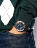Fossil Grant Chronograph Blue Dial Blue Leather Strap Watch for Men - FS4835 Authentic Buy Shop Now