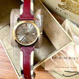 Burberry The City Gold Dial Orange Leather Strap Watch for Women - BU9017 Authentic Buy Shop Now