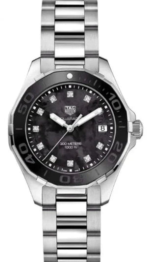 Tag Heuer Aquaracer Quartz Black Dial Silver Steel Strap Watch for Women - WAY131M.BA0748 Authentic Buy Shop Now