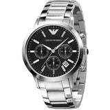 Emporio Armani Classic Chronograph Black Dial Silver Steel Strap Watch For Men - AR2434 Authentic Buy Shop Now