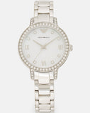 Emporio Armani Cleo Crystals Mother Of Pearl Dial Silver Steel Strap Watch For Women - AR11484 Authentic Buy Shop Now