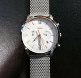 Fossil Neutra Chronograph White Dial Silver Mesh Bracelet Watch for Men - FS5382 Authentic Buy Shop Now