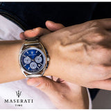 Maserati Trimarano Chronograph Blue Dial Silver Steel Strap Watch For Men - R8873632004 Authentic Buy Shop Now