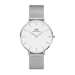 Daniel Wellington Petite Sterling White Dial Silver Mesh Bracelet Watch For Women - DW00100220 Authentic Buy Shop Now