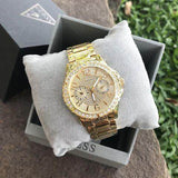 Guess Sassy Analog Quartz Gold Dial Gold Steel Strap Watch For Women - W0705L2 Authentic Buy Shop Now