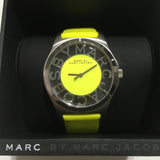 Marc Jacobs Henry Skeleton Neon Yellow Dial Yellow Leather Strap Watch for Women - MBM1242 Authentic Buy Shop Now