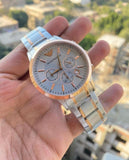 Emporio Armani Renato Chronograph Quartz Silver Dial Two Tone Steel Strap Watch For Men - AR11076 Authentic Buy Shop Now