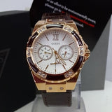 Guess Limelight Analog White Dial Brown Leather Strap Watch For Women - W0775l14 Authentic Buy Shop Now
