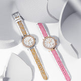 Michael Kors Parker Chronograph White Dial Two Tone Leather Strap Watch For Women - MK6950 Authentic Buy Shop Now
