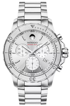 Movado Series 800 Chronograph Silver Dial Silver Steel Strap Watch For Men - 2600111 Authentic Buy Shop Now