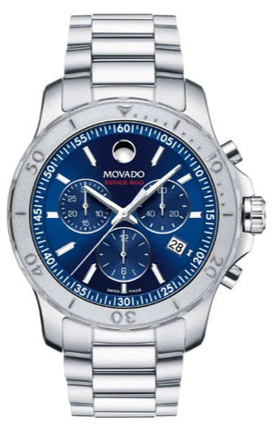 Movado Series 800 Blue Dial Silver Steel Strap Watch for Men - 2600151 Authentic Buy Shop Now