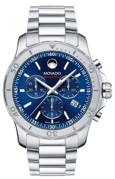 Movado Series 800 Blue Dial Silver Steel Strap Watch for Men - 2600151 Authentic Buy Shop Now