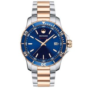 Movado Series 800 Blue Dial Two Tone Steel Strap Watch for Men - 2600149 Authentic Buy Shop Now