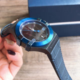 Maserati Potenza Black Dial 42mm Blue Leather Strap Watch For Men - R8851108007 Authentic Buy Shop Now