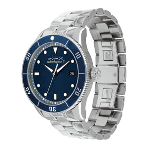 Movado Heritage Calendoplan Blue Dial Silver Steel Strap Watch For Men - 3650094 Authentic Buy Shop Now