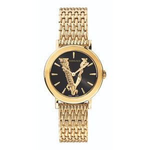 Versace Virtus Quartz Black Dial Gold Steel Strap Watch for Women - VEHC00619 Authentic Buy Shop Now