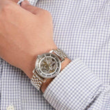 Fossil Boyfriend Automatic Skeleton Silver Dial Silver Steel Strap Watch for Women - ME3067 Authentic Buy Shop Now
