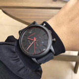 Emporio Armani Luigi Chronograph Black Dial Black Rubber Strap Watch For Men - AR11024 Authentic Buy Shop Now