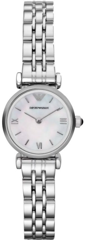 Emporio Armani Gianni T Bar Mother of Pearl Dial Silver Steel Strap Watch For Women - AR1688 Authentic Buy Shop Now