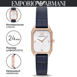 Emporio Armani Gianni T Bar Quartz Mother of Pearl Dial Blue Leather Strap Watch For Women - AR11466 Authentic Buy Shop Now