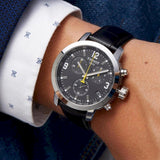 Tissot PRC 200 Chronograph Black Dial Black Leather Strap Watch For Men - T055.417.16.057.00 Authentic Buy Shop Now