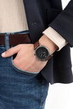 Emporio Armani Classic Chronograph Black Dial Brown Leather Strap Watch For Men - AR1919 Authentic Buy Shop Now