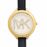 Michael Kors Slim Runway Quartz Gold Dial Black Leather Strap Watch For Women - MK2392 Authentic Buy Shop Now