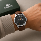 Lacoste Vienna Grey Dial Brown Leather Strap Watch for Men - 2011045 Authentic Buy Shop Now