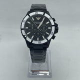 Emporio Armani Diver Chronograph Black Dial Black Steel Strap Watch For Men - AR80050 Authentic Buy Shop Now