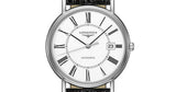 Longines Presence 38.5mm Automatic White Dial Black Leather Strap Watch for Men - L4.921.4.11.2 Authentic Buy Shop Now
