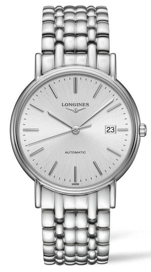 Longines Presence 38.5mm Automatic Silver Dial Silver Mesh Bracelet Watch for Men - L4.921.4.72.6 Authentic Buy Shop Now