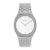 Gucci 25H Quartz Diamonds Silver Dial Silver Steel Strap Watch for Women - YA163401 Authentic Buy Shop Now
