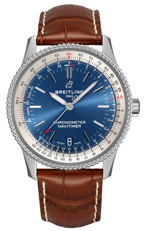 Breitling Navitimer Automatic 38mm Blue Dial Brown Leather Strap Mens Watch - A17325211C1P2 Authentic Buy Shop Now