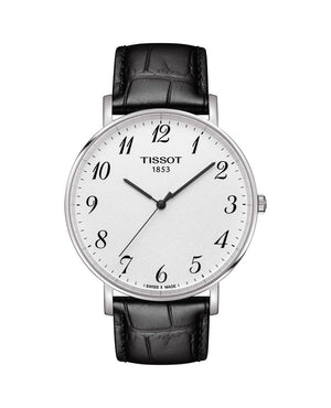Tissot Everytime Large White Dial Black Leather Strap Watch For Men - T109.610.16.032.00 Authentic Buy Shop Now