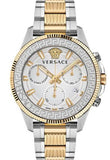 Versace Greca Action Chronograph Quartz Silver Dial Two Tone Steel Strap Watch for Men - VE3J00522 Authentic Buy Shop Now