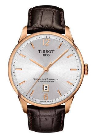 Tissot Chemin Des Tourelles Powermatic 80 Silver Dial Brown Leather Strap Watch For Men - T099.407.36.037.00 Authentic Buy Shop Now