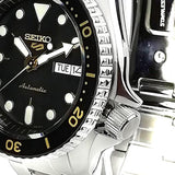 Seiko 5 Sports Automatic Black Dial Silver Steel Strap Watch For Men - SRPD57K1 Authentic Buy Shop Now