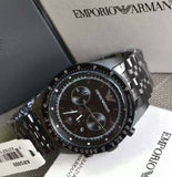 Emporio Armani Tazio Chronograph Black Dial Black Steel Strap Watch For Men - AR5989 Authentic Buy Shop Now