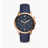 Fossil Neutra Chronograph Blue Dial Blue Leather Strap Watch for Men - FS5454 Authentic Buy Shop Now