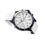 Tommy Hilfiger Bank Chronograph White Dial White Rubber Strap Watch for Men - 1791723 Authentic Buy Shop Now