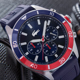 Lacoste Tiebreaker Chronograph Blue Dial Blue Silicon Strap Watch for Men - 2011154 Authentic Buy Shop Now