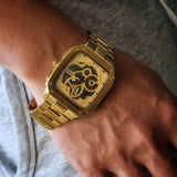 Fossil Inscription Automatic Skeleton Black Dial Gold Steel Strap Watch for Men - BQ2573 Authentic Buy Shop Now